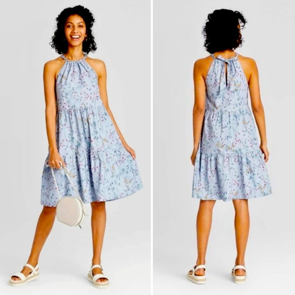 A New Day Floral Halter Neck Dress. Sz S